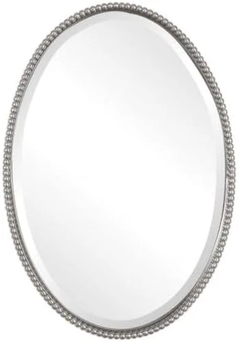 Elegant  Sherise 22" x 32" Brushed Nickel Oval Wall Mirror - Picture 4 of 4