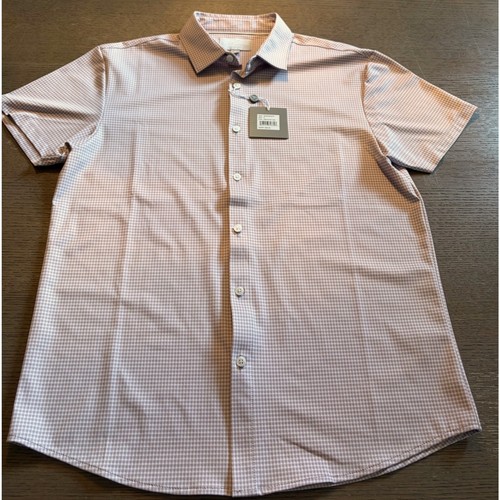 Hickey Freeman, Hickey Freeman Mens Classic Fit Short Sleeve Gingham Shirt Purple QN9H30AMTP S