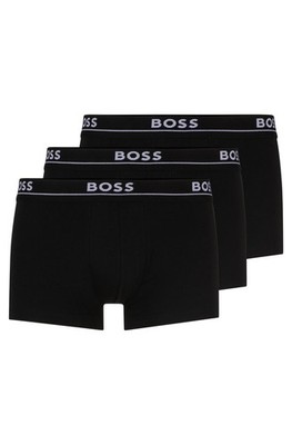 Boss Herren Boxershorts schwarz 3er Pack Trunk Baumwolle Unterwäsche mit Logo - Größe M
