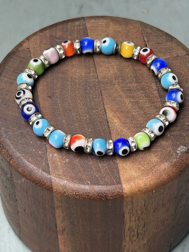 Glass Beaded Evil Eye Bracelet Colorful Glass Beads Crystal Beads Turkish