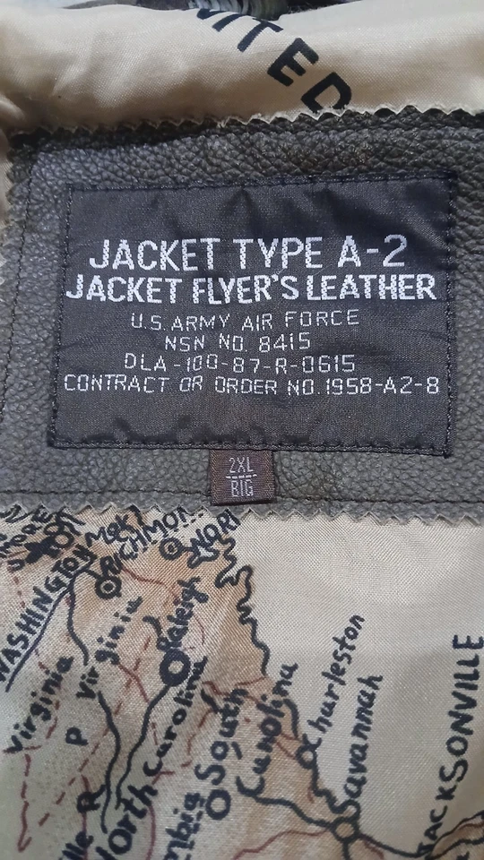 Chaqueta de cuero de colección US Air Force Flyers A-2 Bombers talla 2XL Foto 3 de 4