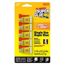 SUPER GLUE 15175-12 Instant Adhesive,0.01 fl oz,Tube,PK5 5DLE1