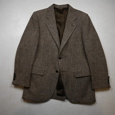 Vtg Harris Tweed 40R Brown Herringbone Heavyweight Wool Blazer Jacket Sport Coat