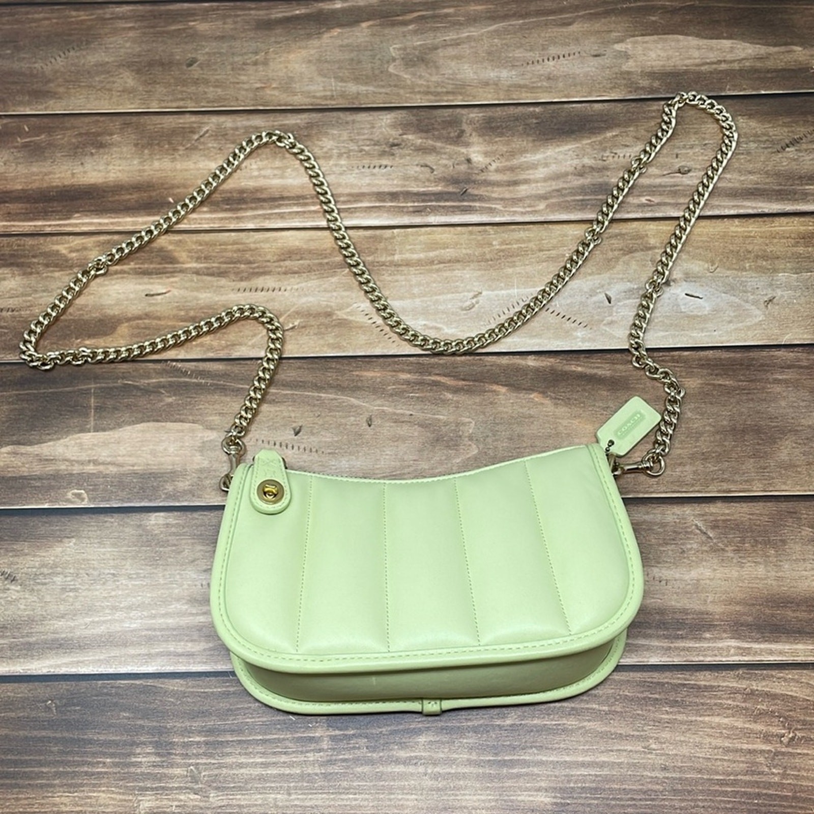 Coach Swinger 20 Quilted Pale Green Crossbody Bag A2