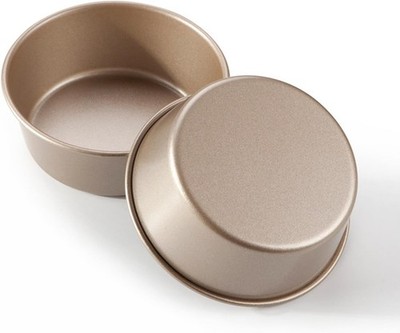 2Pcs 4 inch Round Steel Bread Cake Pan Mini Hamburger 11.5cm, Rose Gold 