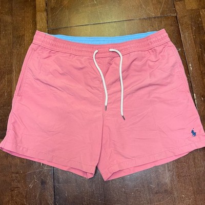 Polo Ralph Lauren Swim Trunks Mens Large Salmon Embroidered Pony Drawstring