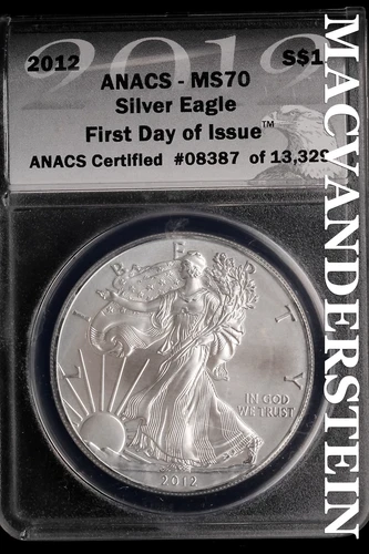 2012-S American Silver Eagle Dollar-ANACS MS 70 Ch G BU No Reserve #SLL130