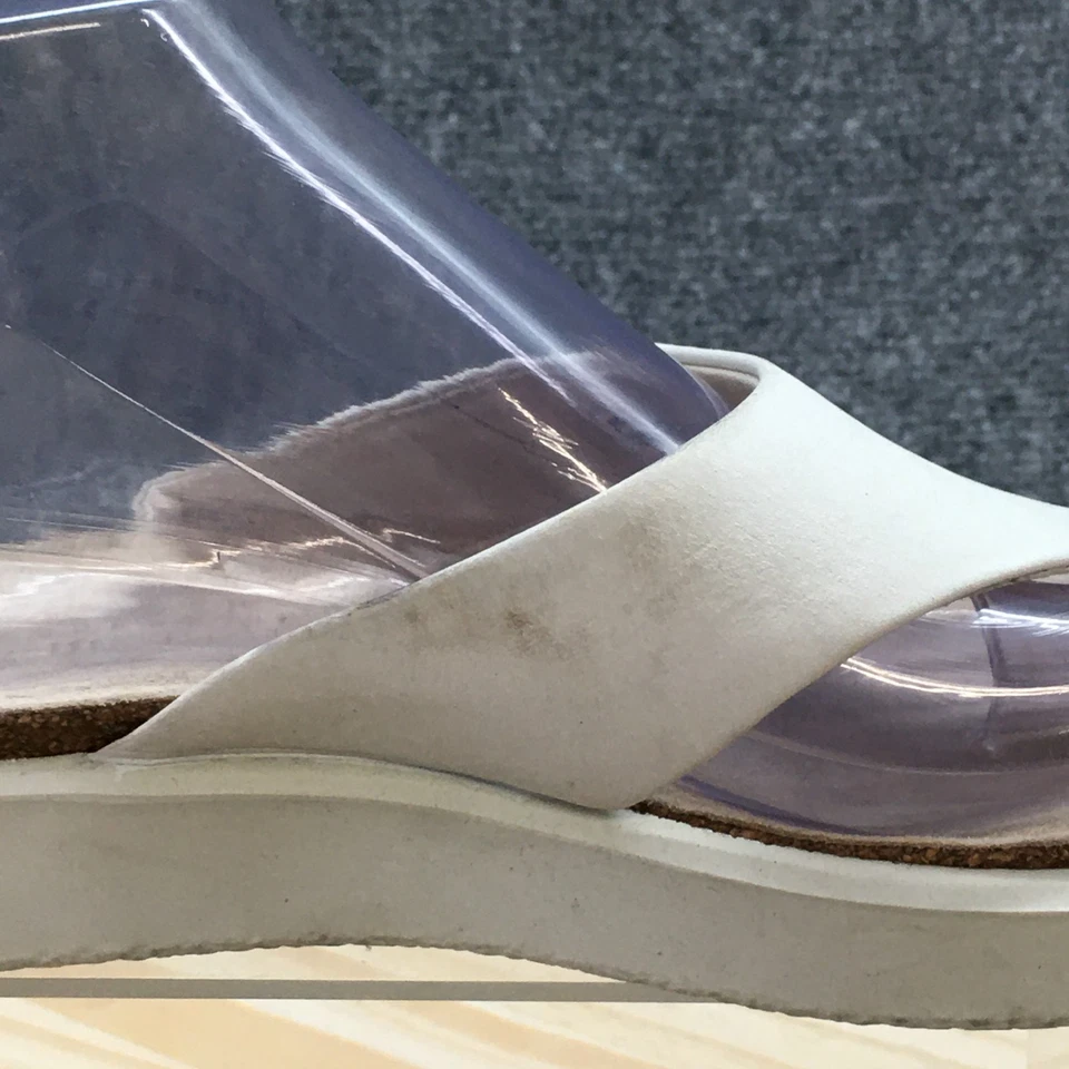 Ecco Sandals Womens 7 Flip Flop Gray Green Leather Slip On Open Toe Casual Flats - Image 2 of 4