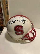 NCAA NORTH CAROLINA STATE MIKE QUICK SIGNED MINI HELMET with COA