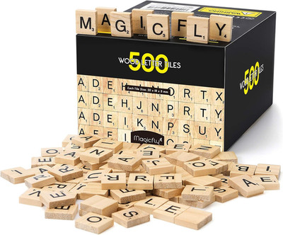 Magicfly Holz-Buchstaben 500 tlg.   Spielsteine mit Zahlenwerten, 5 Sets, Box