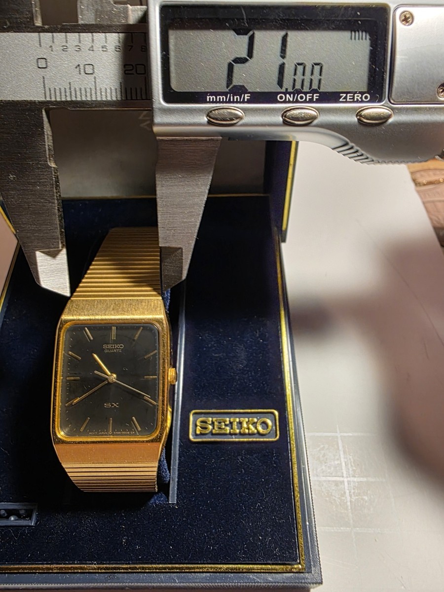 SEIKO 5Y95-5000 Vintage Men's Watch Black Dial Gold Tone In