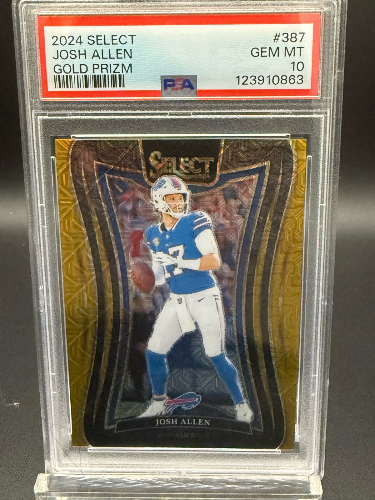 2024 Panini Select Josh Allen Suite Level Gold /10 Prizm #387 PSA 10