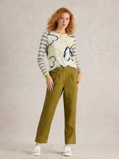 BRAND NEW White Stuff Khaki Rowena Linen Tapered Trousers 14Short RRP�65