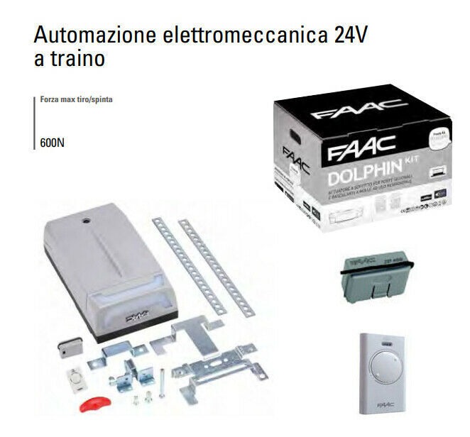 KIT AUTOMAZIONE PER CANCELLI SCORREVOLI 24V A TRAINO DOLPHIN FAAC 10566544