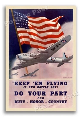 1942 “Keep 'Em Flying” WW2 Air Corps Poster - 12x18