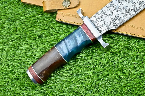 Coltello da caccia lama acciaio J2 17" personalizzato fatto a mano, coltello Bowie con fodero UN-8059 - Foto 7 di 10