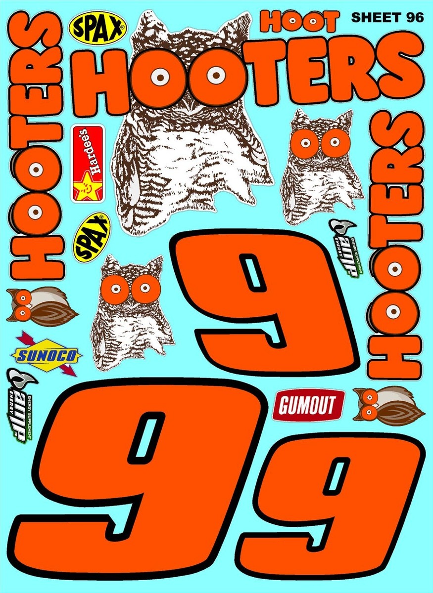 CLEAR VINYL RACING Sticker SHEET 96 Hooters-R/C MODEL Die-cut