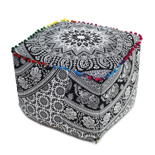 All Size Indian Handmade Mandala Square Ottoman Pouf Cover Footstool Seating - Picture 59 of 89