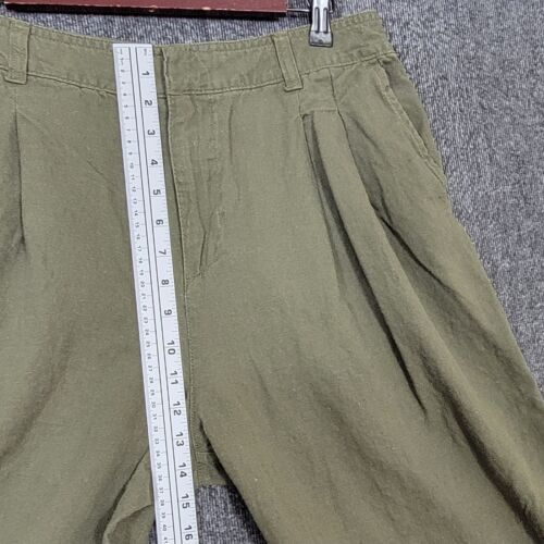Gap Pants Womens 12 Olive Green High Rise Linen Blend Wide Leg Baggy Trouser - Picture 4 of 14