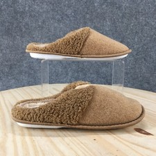 Tru Fit Slippers Womens 5-6 Slip On Round Toe Shearling Flat Slides Indoor Beige