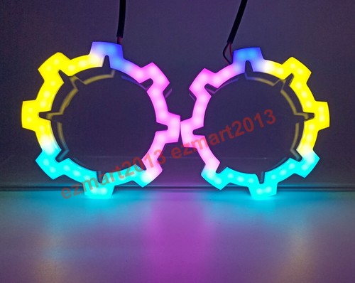 Flow chasing RGB halo ring Polygon Octagonal Gear Dream color dynamic Flash DRL - Picture 15 of 18