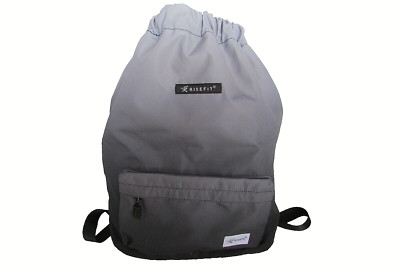 Risefit Ombre Gray Fade Adjustable Drawstring Gymsack Beach Backpack Tote-NWT