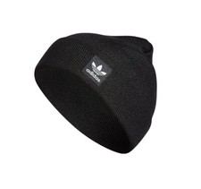 Adidas Originals Grove Beanie Cap Hat Trefoil Patch Logo Black Adult MSRP 22