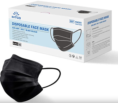 100 PCS Black Face Mask Mouth & Nose Protector Respirator Masks