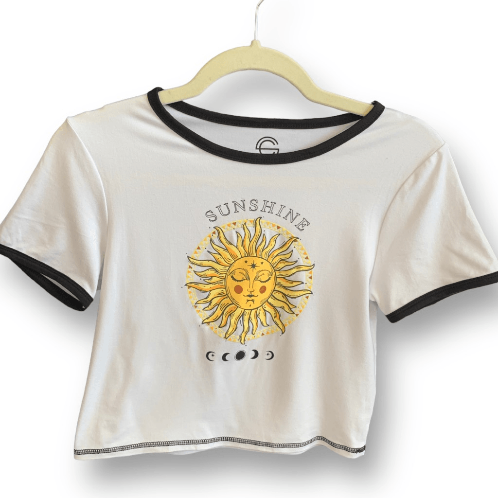 Social Culture Crop Tshirt Retro Style Black Ringer Yellow