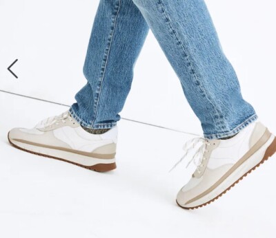 Madewell Kickoff Trainer Sneakers in Neutral Colorblock Leather Size 