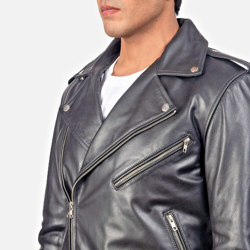 Men's Genuine Lambskin Leather Jacket - Stylish Handmade Bomber Biker Motorcycle image 2