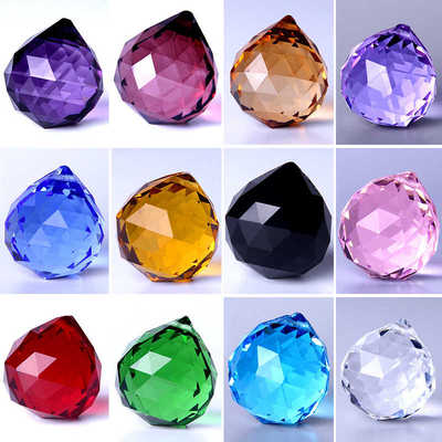 Feng Shui Hanging Crystal Ball Sphere Prism Faceted Chandelier Lamp Part Pendant