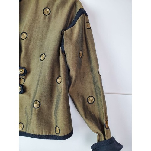 Reversible Women's Tribal Boho Waist Length Jacket OS Black Brown Polka Dot - Picture 6 of 8