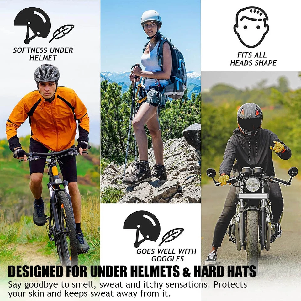 3 PIEZAS Gorra Calavera Casco Forro Correr Ciclismo Gorro Absorbe Sudor Hombres Mujeres Foto 3 de 4