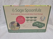 6 Pc Sage Spoonfuls 4 Oz Baby Food Breast Milk Storage Jars Freezer BPA Free