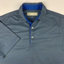 Donald Ross Performance Polo Golf Shirt Mens Medium Blue Patterned Polyester