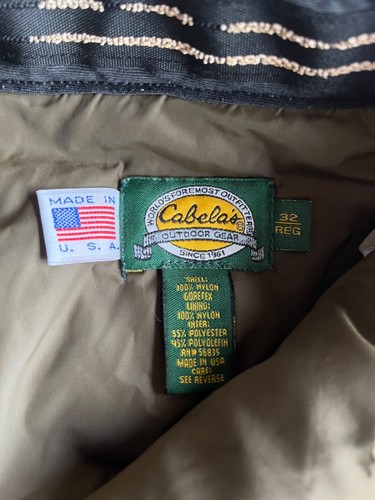 Vintage Cabela’s Green Gore-Tex Thinsulate Insulated Pants USA Made Men’s Sz 32 - Picture 2 of 7