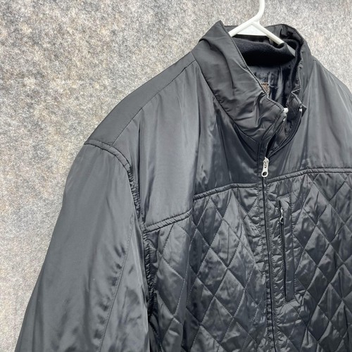Tasso Elba Jacket Men XXL Adult Black Full Zip Bomber Quilted Sweatshirt 2XL - Picture 3 of 13