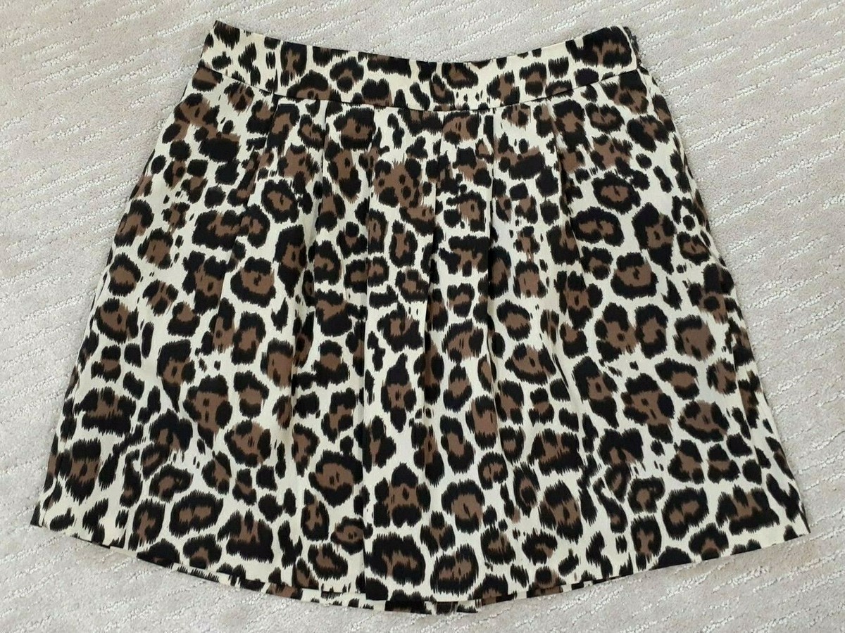 BANANA REPUBLIC Leopard Print A Line Skirt Sz Petite Casual