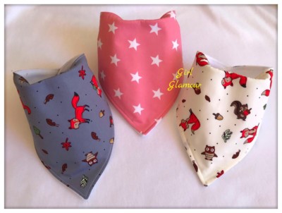3er Pack - Baby Bandana Tröpfel Lätzchen Lätzchen - Fuchs Foxy Stern Stoff - Eule   Eichhörnchen