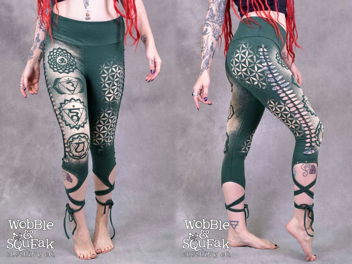 PIXIE LEGGINGS CHAKRA Sacred Geometry Hippy Psytrance Festival Goa Party  Forest