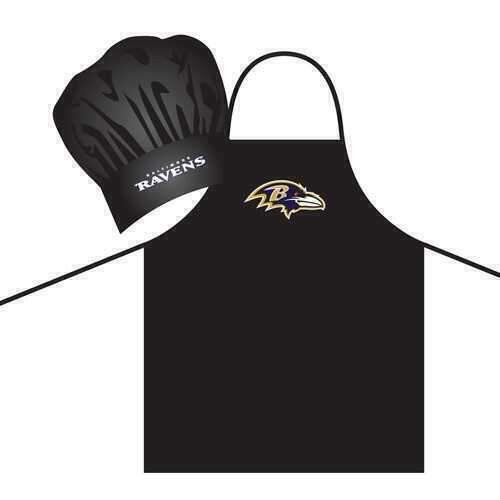 BALTIMORE RAVENS NFL APRON & CHEF'S HAT SET BARBECUE TAILGATING COOKING - Picture 1 of 1