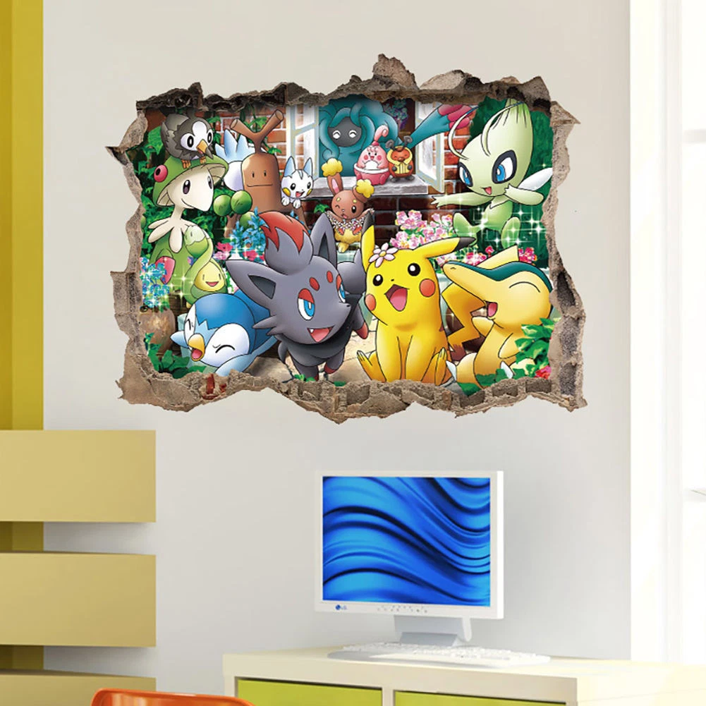 Vinyl Wall Decal Pikachu Funny Art Decor for Kids Room Pokemon