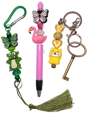 Pen, Keychain, Handbag Charm, All Beaded, Animals, 3 Pcs, Kids, Teens, Adults