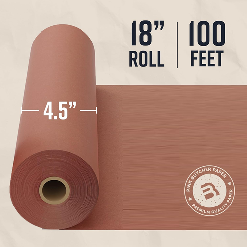 Bryco Goods 18" X 100' (1200") Pink Butcher Paper Roll - Unbleached - Unwaxed - - Picture 4 of 12