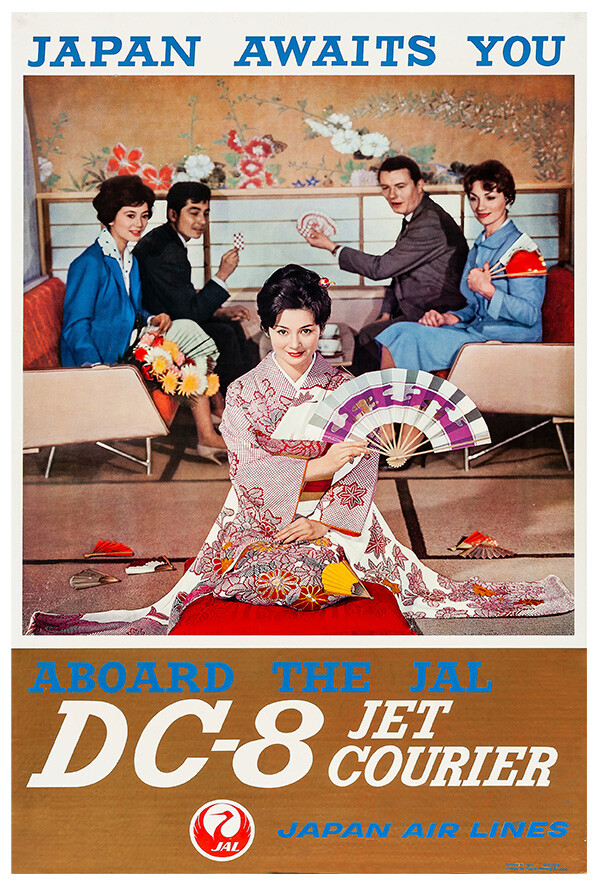 Japan Airlines - DC 8 Jet Courier- Vintage Travel Poster | eBay