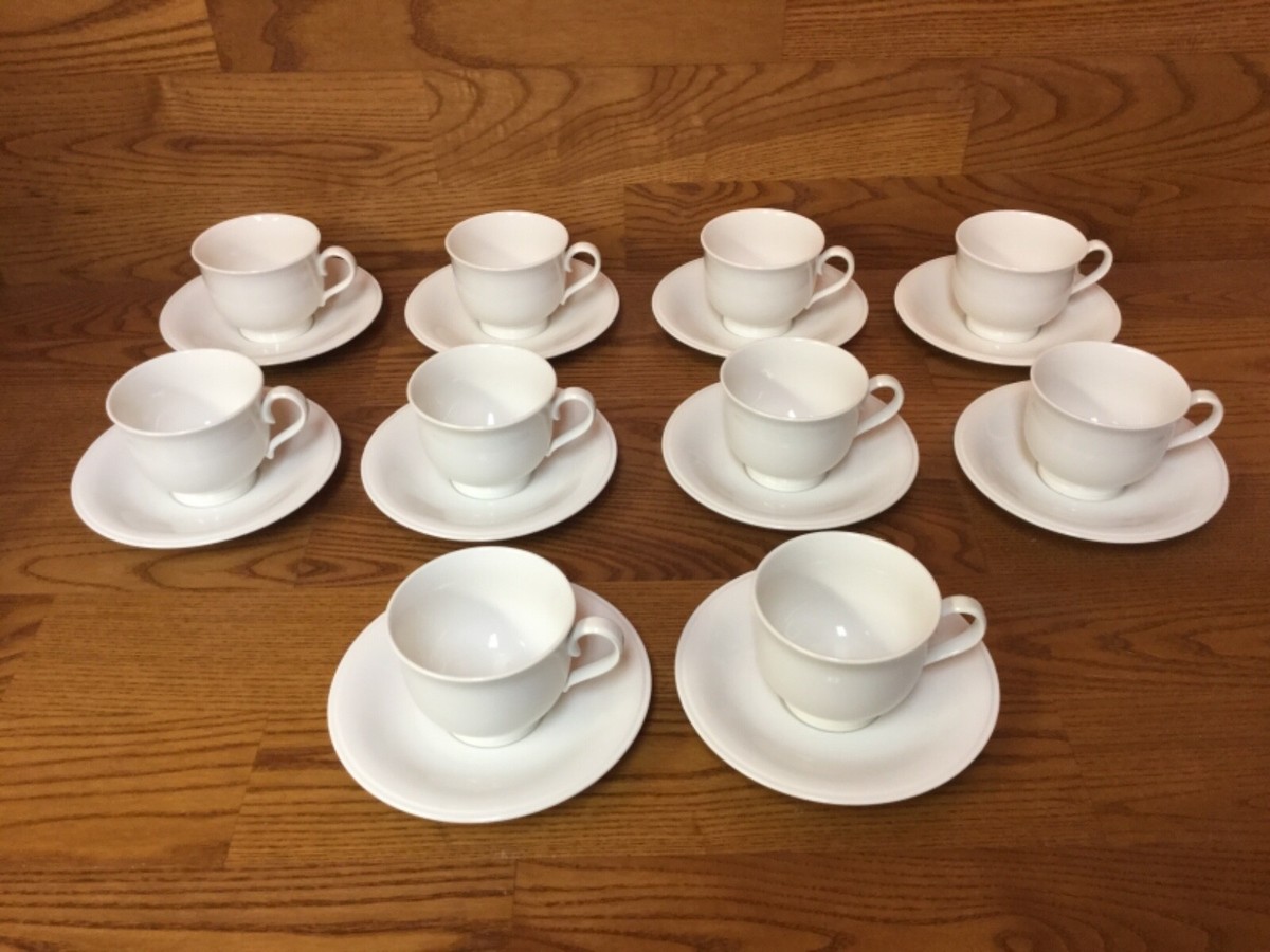 Versatone Noritake PARCHMENT Footed Cups & Saucers (10 Sets