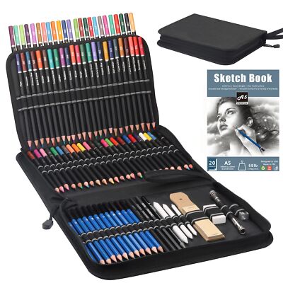 Kalour 96 Pack Drawing Set Includes 72 Colored Pencils 24 Sketch
