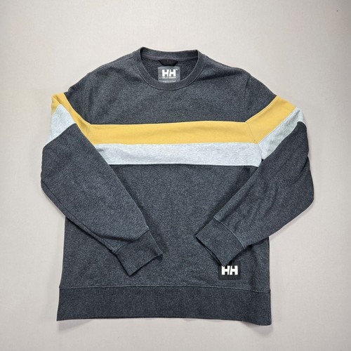 Helly Hansen Colorblock Crewneck Sweatshirt Casual Pullover Gray Yellow Men's L