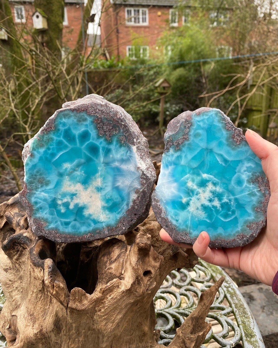 ◯larimar◯ 8.74ct Natural Light Blue Green Larimar, Pear Shape, Opaque